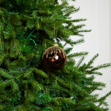 4" Amber Gold Beaded Glass Ball Ornament