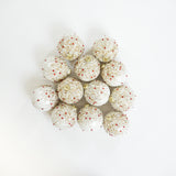 4" White Glitter & Beaded Glass Ball Ornament