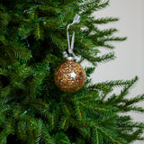 3" Gold Sequin Glass Ball Ornament