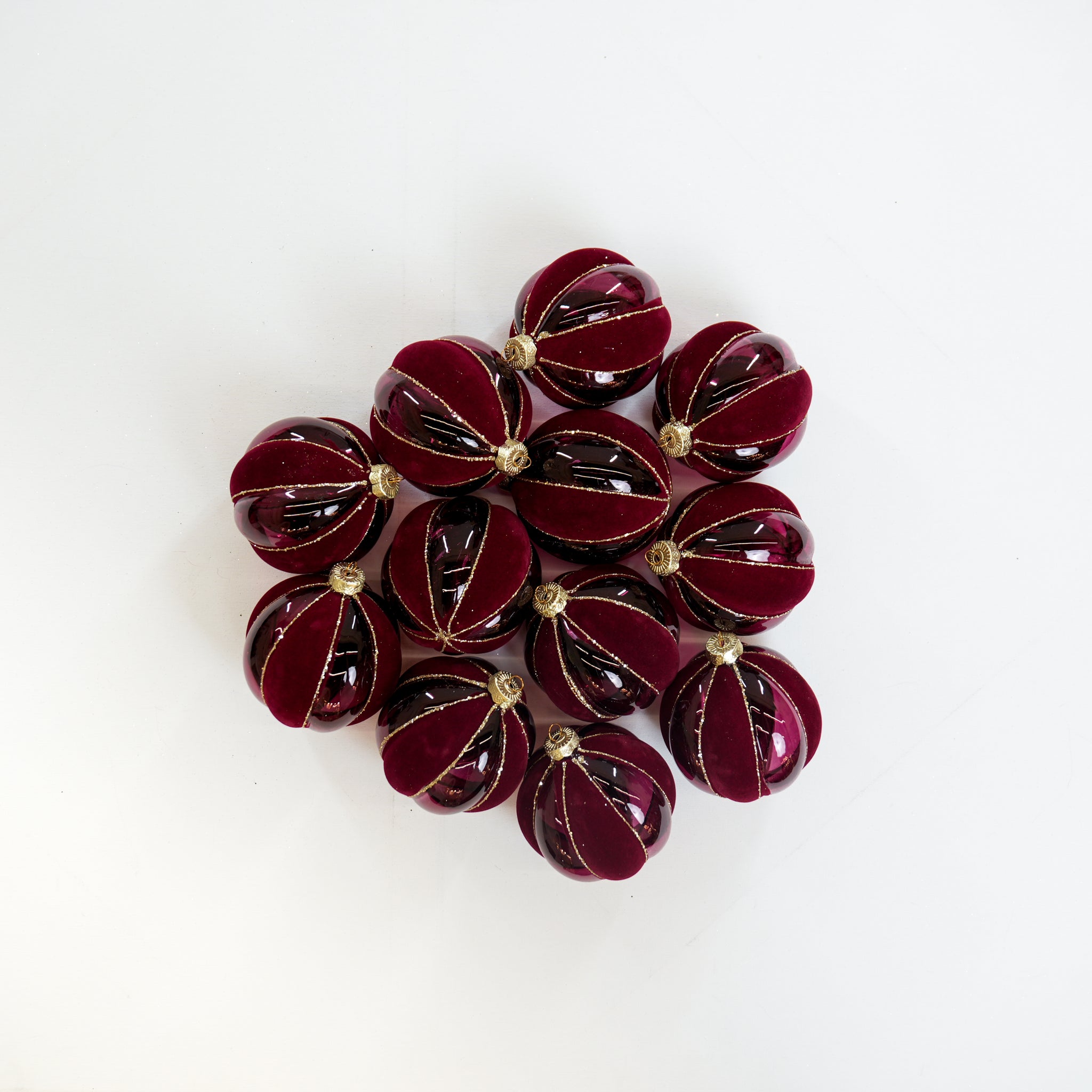 4" Burgundy Velvet Glass Ball Ornament