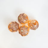 6" Amber Glitter Beaded Glass Ball Ornament