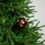 4" Espresso Gold Snowflake Glass Ball Ornament