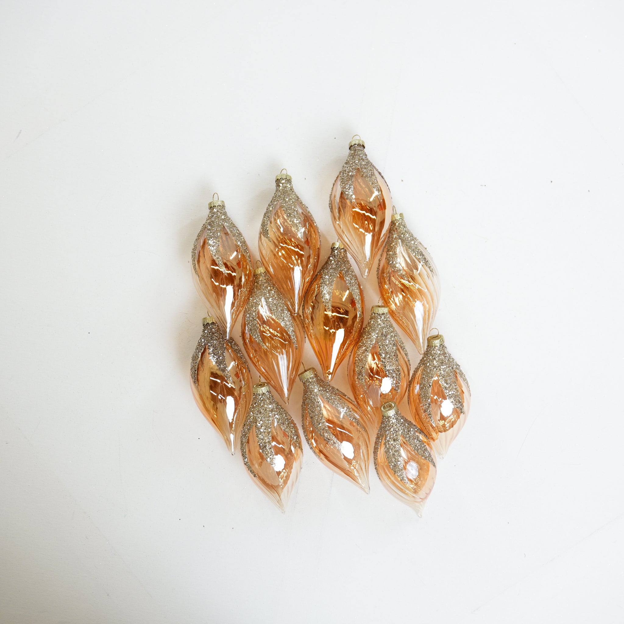 5" Clear Gold Glitter Glass Finial Ornament
