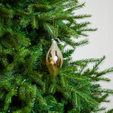 5" Clear Gold Glitter Glass Finial Ornament