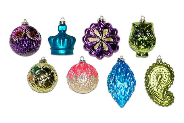 3"- 4" Vintage Bohemian Glass Assorted Ornament