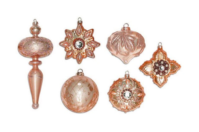 4"- 8" Royal Pink Glass Assorted Ornament