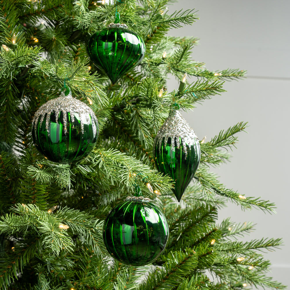 4" Shiny Green Glass Assorted Ornament