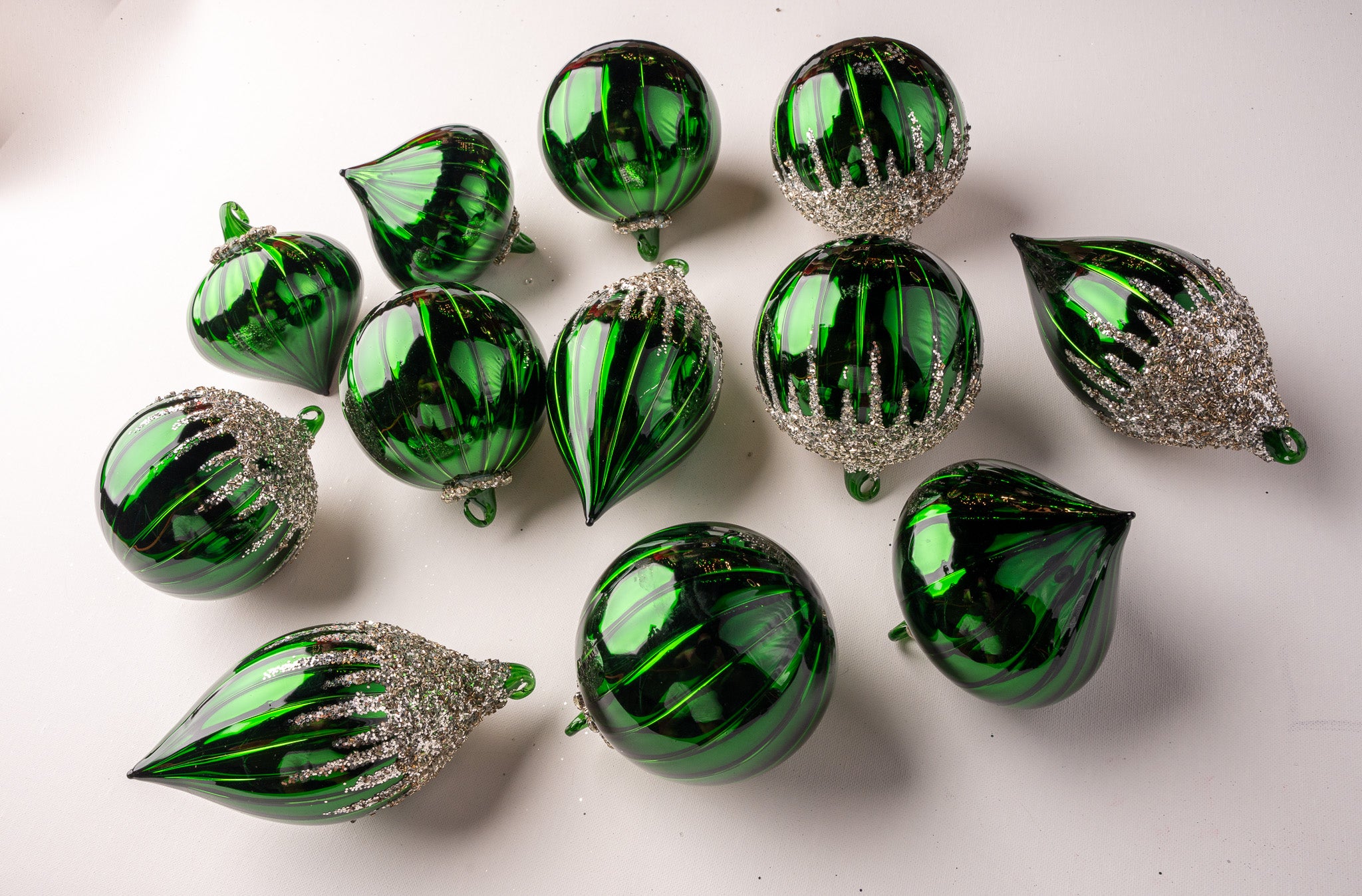 4" Shiny Green Glass Assorted Ornament