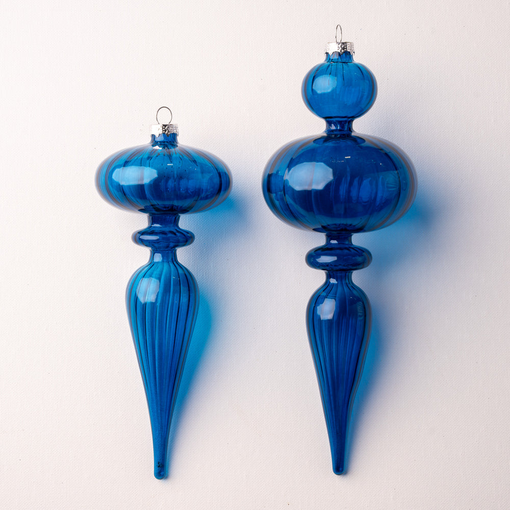 10" Blue Finial Assorted Ornament