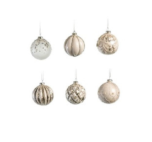 3" Cream Decorative Assorted Glass Ornament