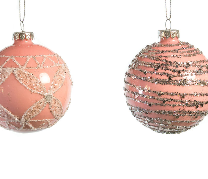 3" Pink Decorative Assorted Glass Ornament