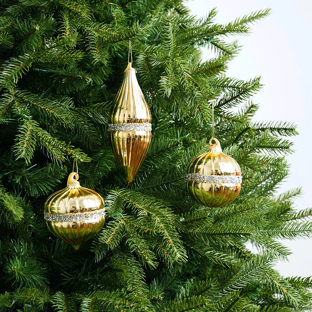 3" Gold Jeweled Assorted Glass Ornament