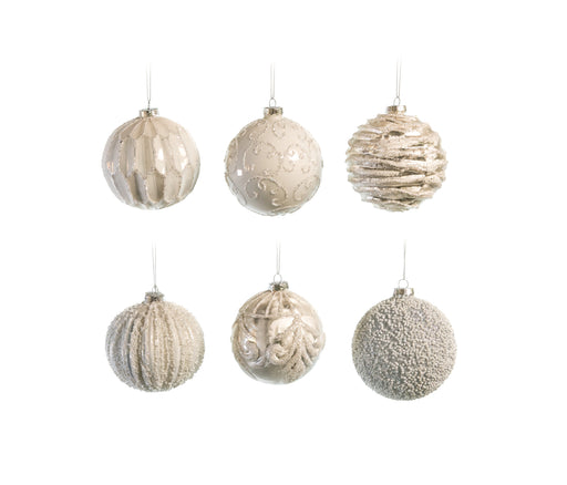 4" White Decorative Assorted Glass Ornament