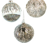 4" Grey & Silver Decorative Assorted Glass Ornament