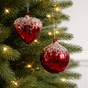 4" Red Heart & Ball Glitter Assorted Ornament