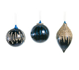 4" Blue Shiny Beaded Assorted Ornament