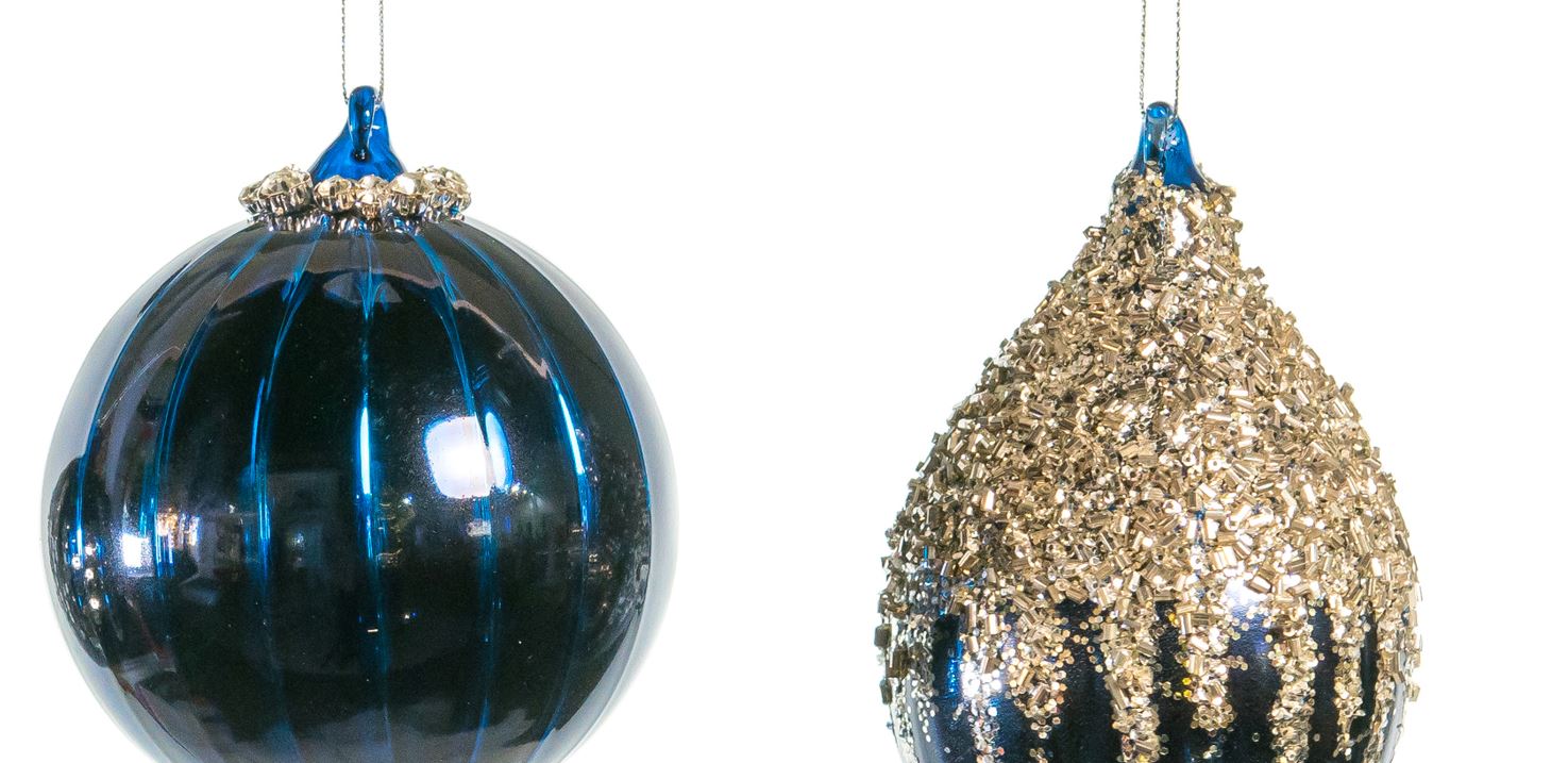 4" Blue Shiny Beaded Assorted Ornament