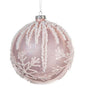 5" Pink With Glittered Snowflakes Glass Ornament