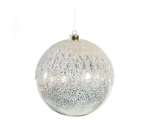 8" Glitter Lattice Glass Ball Ornament