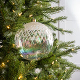 8" Glitter Lattice Glass Ball Ornament