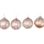 3" Pink & White Sequined Assorted Glass Ornament