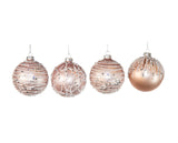 3" Pink & White Sequined Assorted Glass Ornament