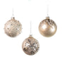 3" Cream & White Glitter Glass Assorted Ornament