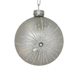 3" Matte Silver Glass With Glitter Assorted Ornament