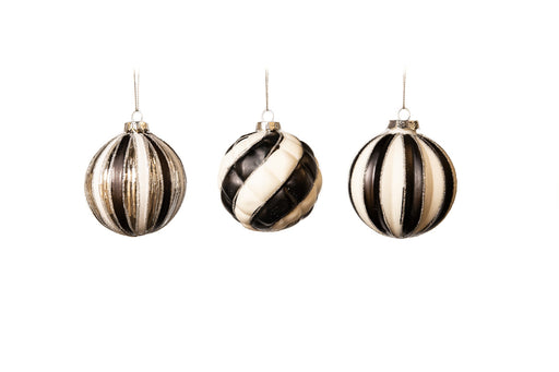 3" Black & White Assorted Glass Ornament