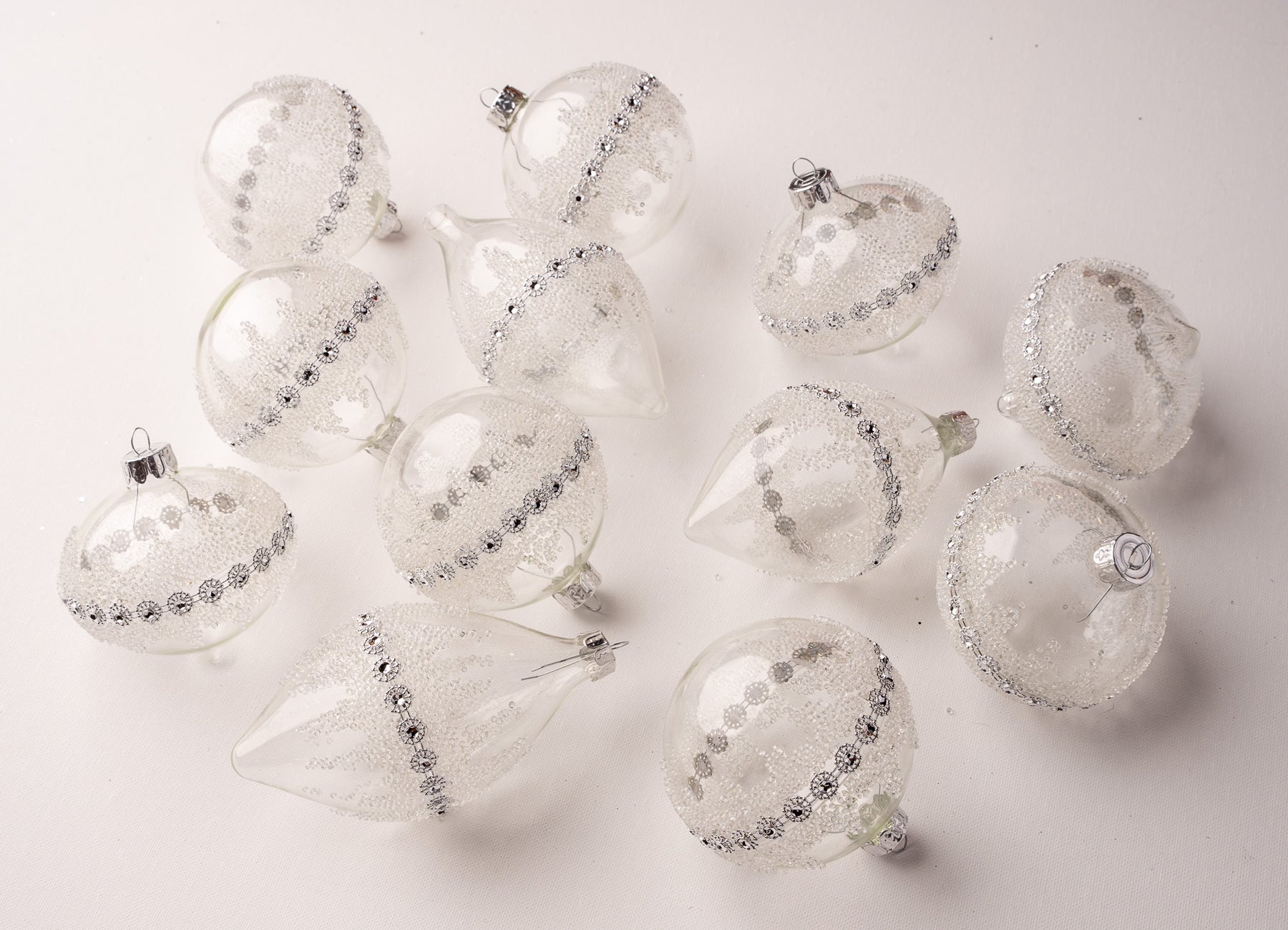 3" Crystal & White Decorative Glass Assorted Ornament