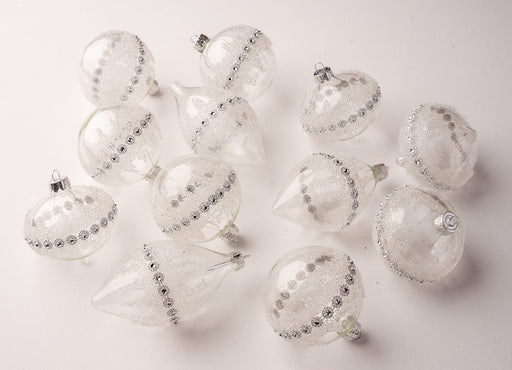 3" Crystal & White Decorative Glass Assorted Ornament