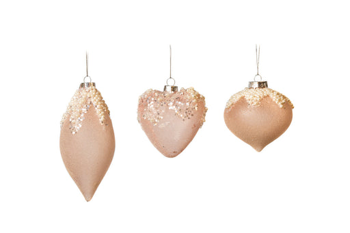 3" Pink Sequin & Pearls Assorted Glass Ornament