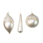 4" White Matte & Glitter Assorted Ornament