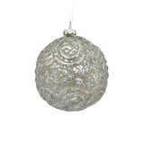 4" Silver Glittered Assorted Ball Ornament
