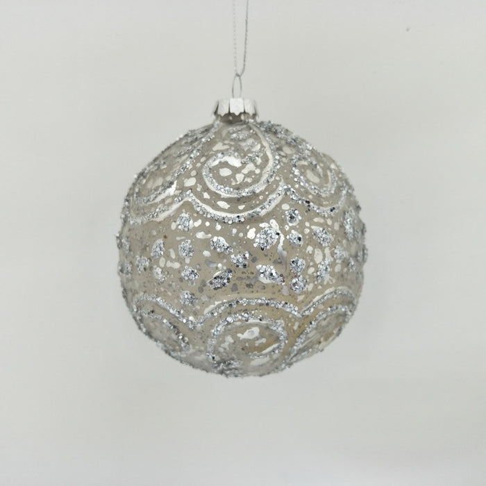 4" Silver Glittered Assorted Ornament