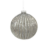 4" Silver Glittered Assorted Ball Ornament