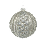 4" Silver Glittered Assorted Ball Ornament