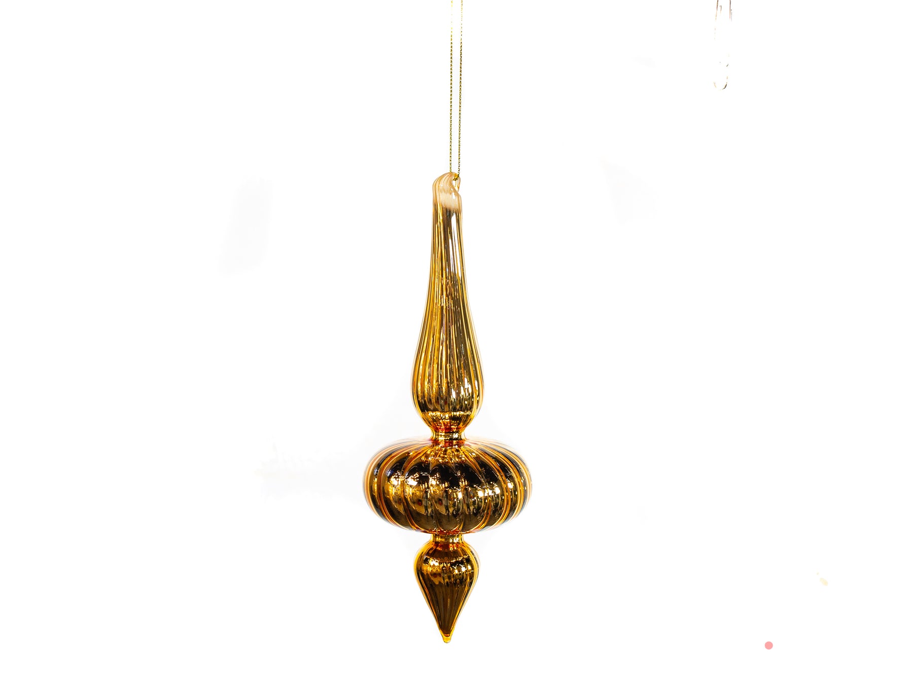 8" Shiny Gold Glass Finial Ornament