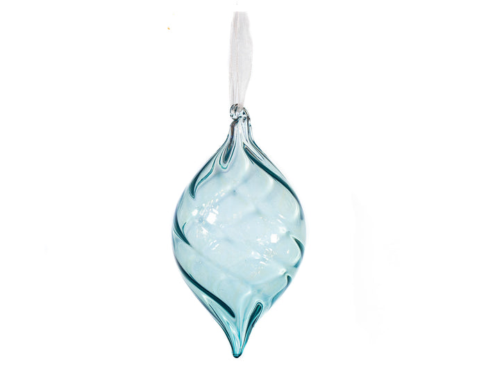 6" Artic Blue Finial Glass Ornament