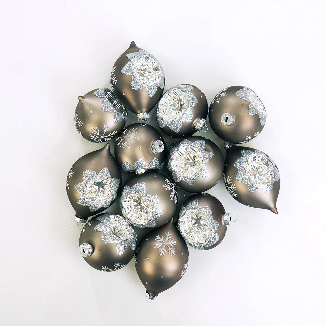 3-5" Retro Silver Assorted Glass Ornament