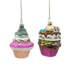 4" Layered Cupcake Assorted Ornament