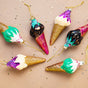 6" Multi Color Ice Cream Cones Assorted Glass Ornament