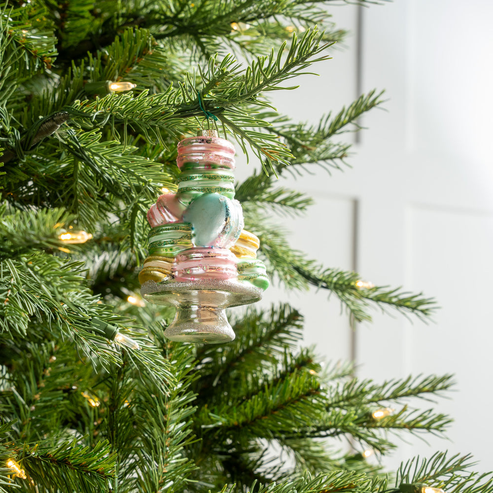 6" Macaroons On A Plate Glass Ornament