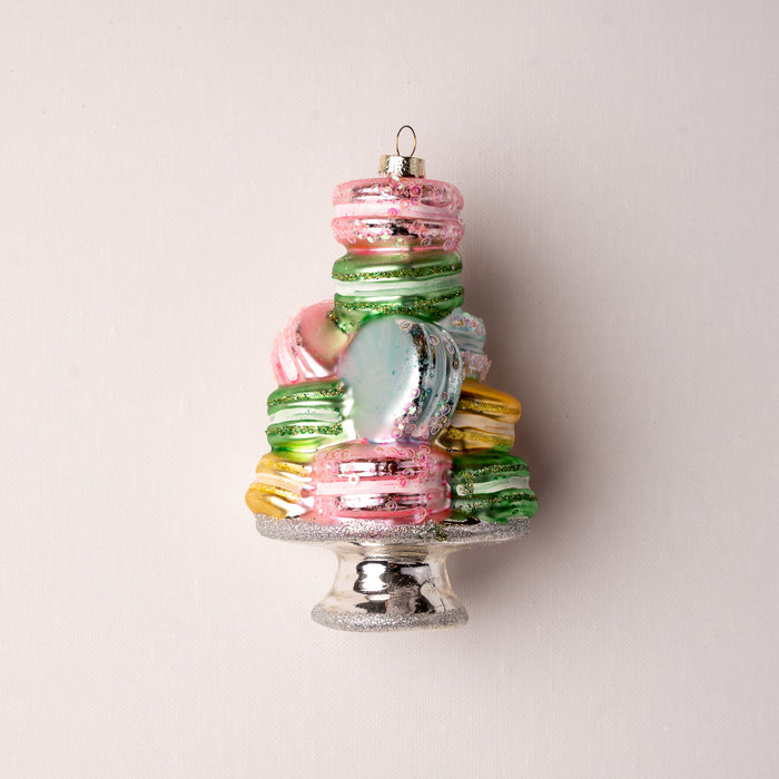 6" Macaroons On A Plate Glass Ornament