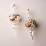 9" Clear Gold Glitter Finial Assorted Ornament