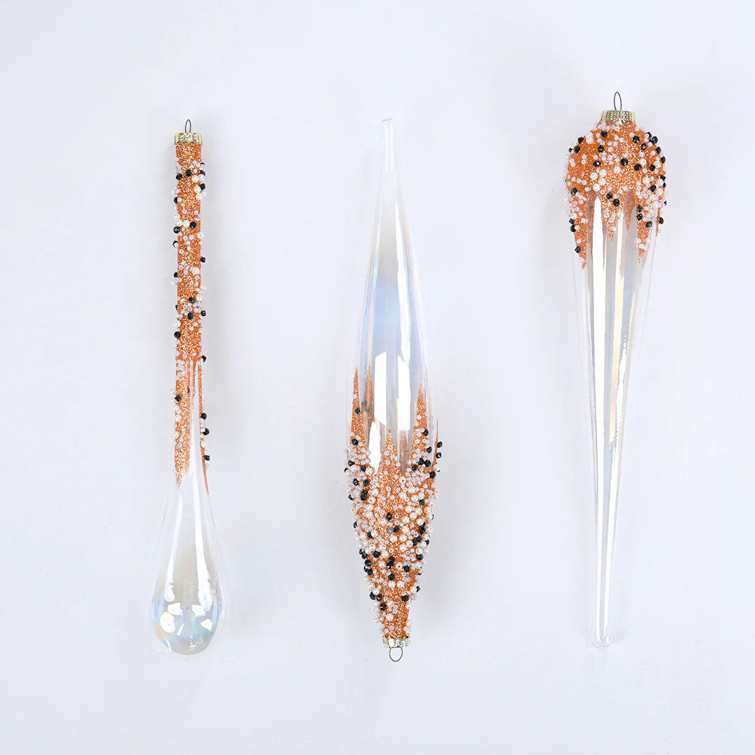 12" Cellini Beaded Clear Finial Assorted