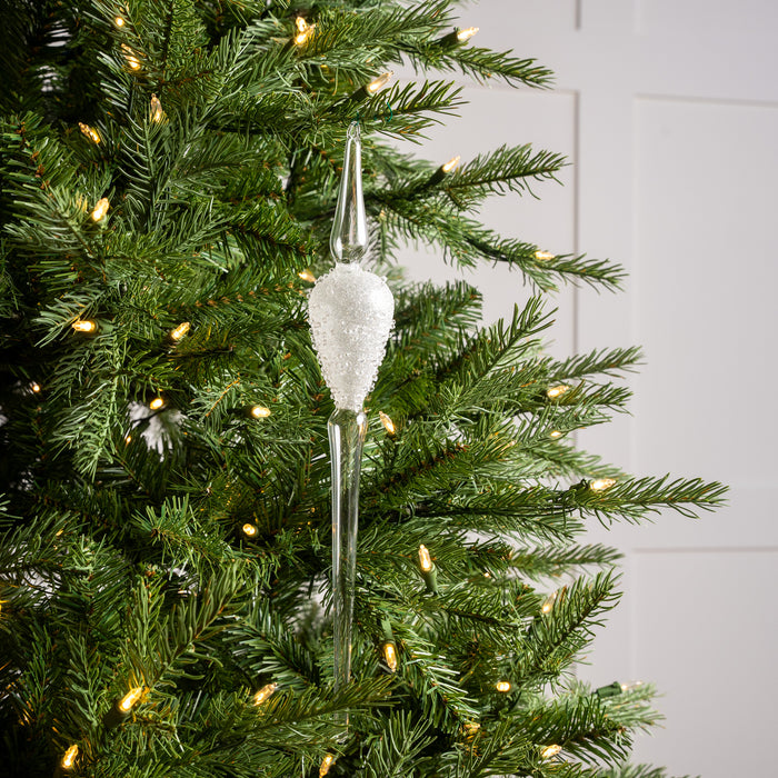 14" Clear Glass Icicle Ornament