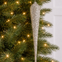 14" Silver Glitter Glass Finial Ornament