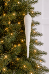 14" White Glitter Glass Finial Ornament