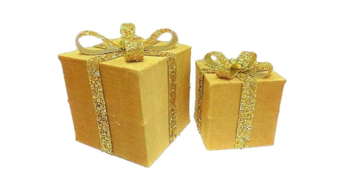 6" & 8" Gold Gift Box With Sequin Bow